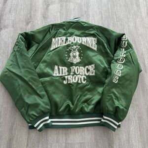 Vintage 90s US Air Force JROTC Satin Jacket Military Large Melbourne Bulldogs